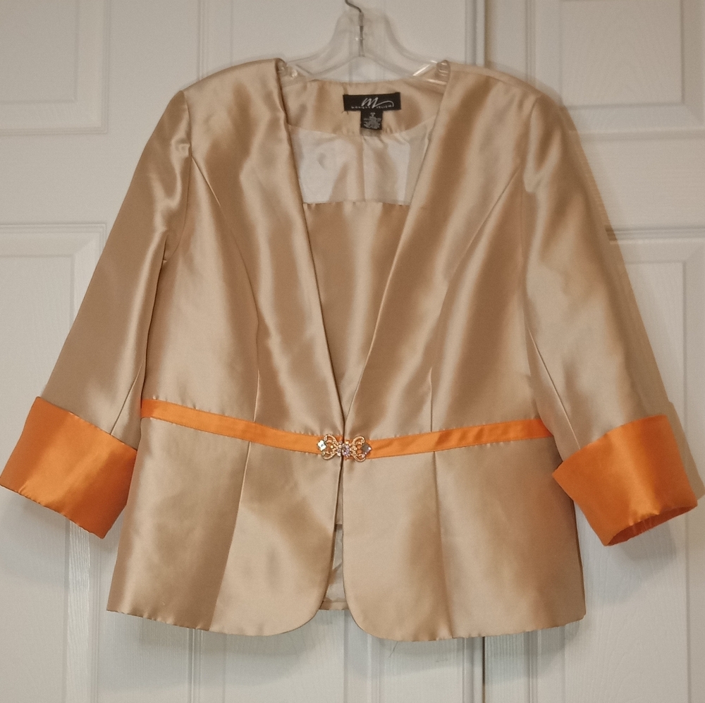 Midnight Velvet Cocktail Party Celebration Topper Jacket Gold Orange 16